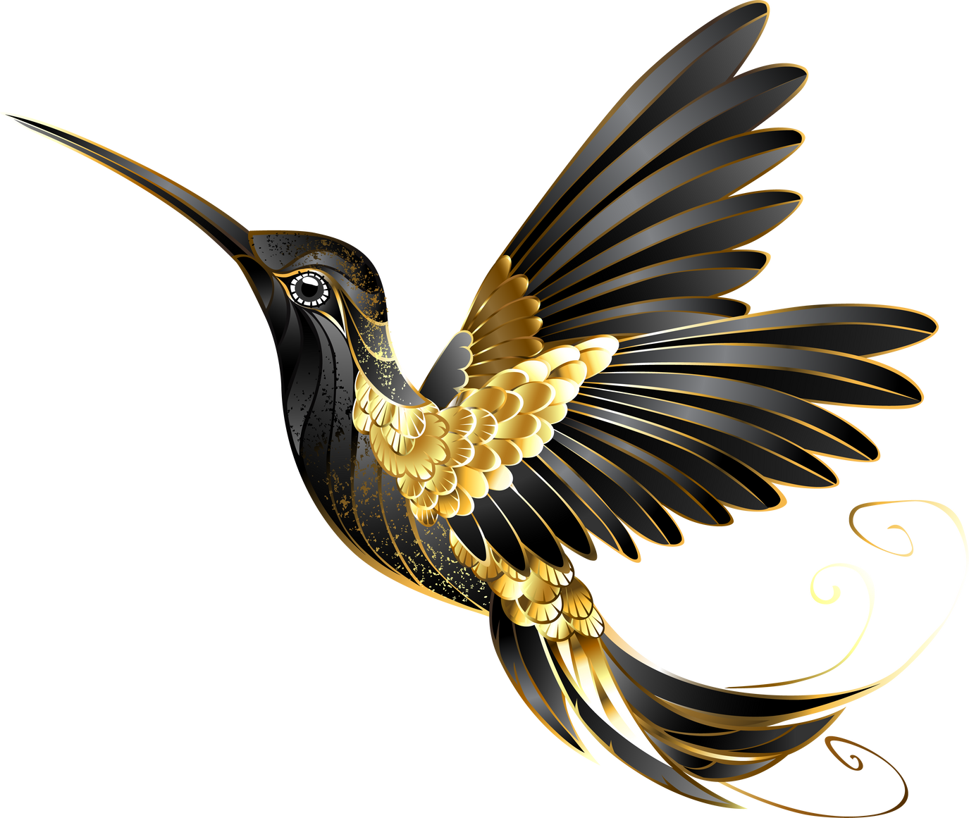 Golden Hummingbird Illustration